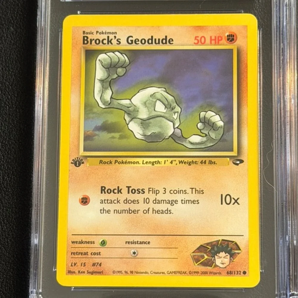Pokemon Brock's Geodude 1st Edition 68/132 Fighting Energy CGC 8.5 Gym Challenge
